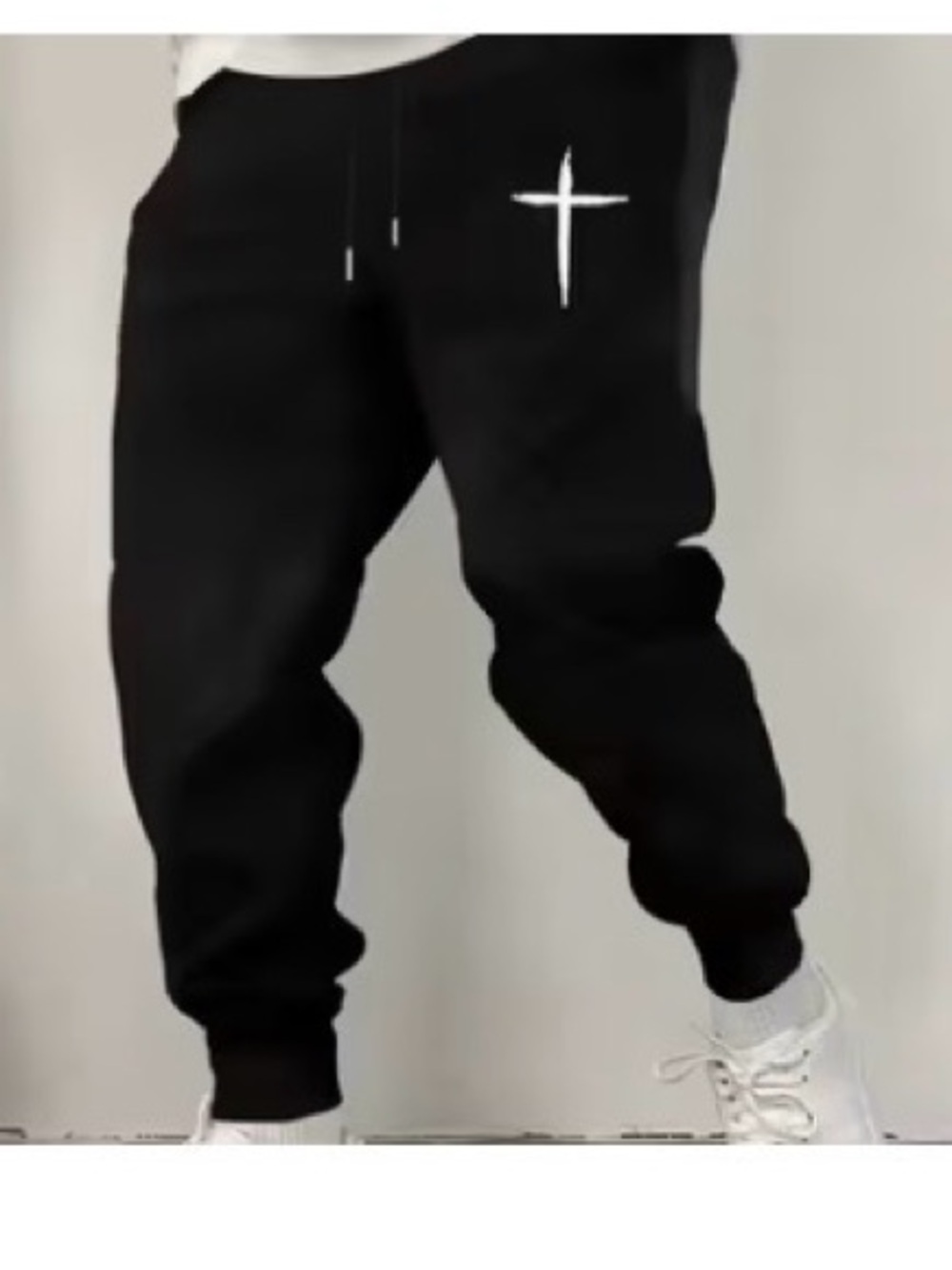 Men's Black Jogger Sweatpants with Cross Accent